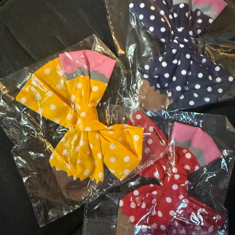 Kids Polka Dot Bow Hair Clips - Yellow, Red, Navy, Pink